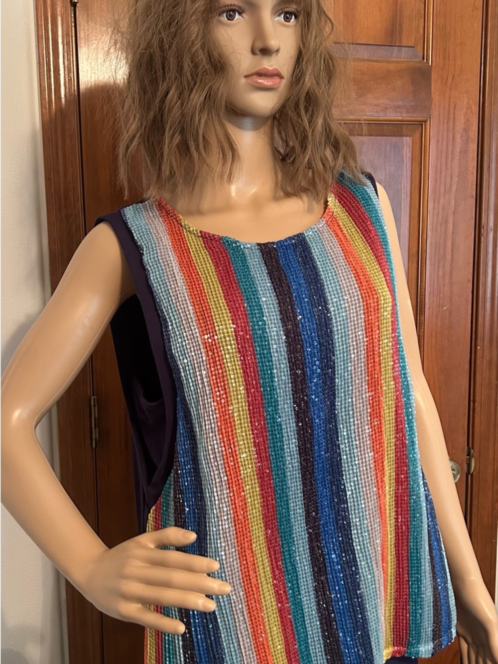 Sequin Rainbow Stripe Tank Top